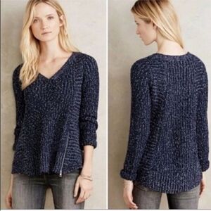 Anthropologie Moth Wool Blend Knit Swing V-Neck Sweater